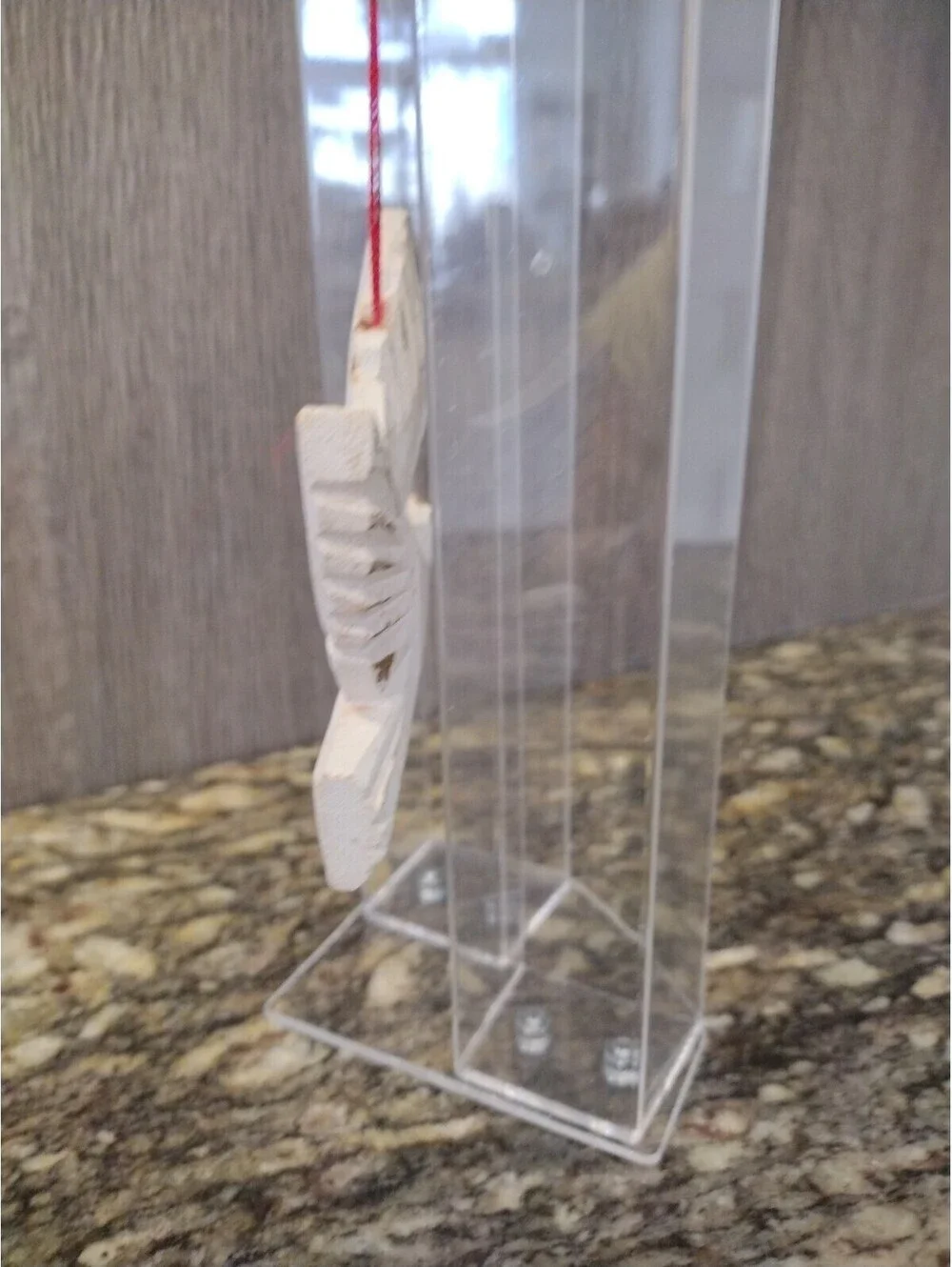 Wooden White Dove Winter Christmas Ornament Santa 3.5